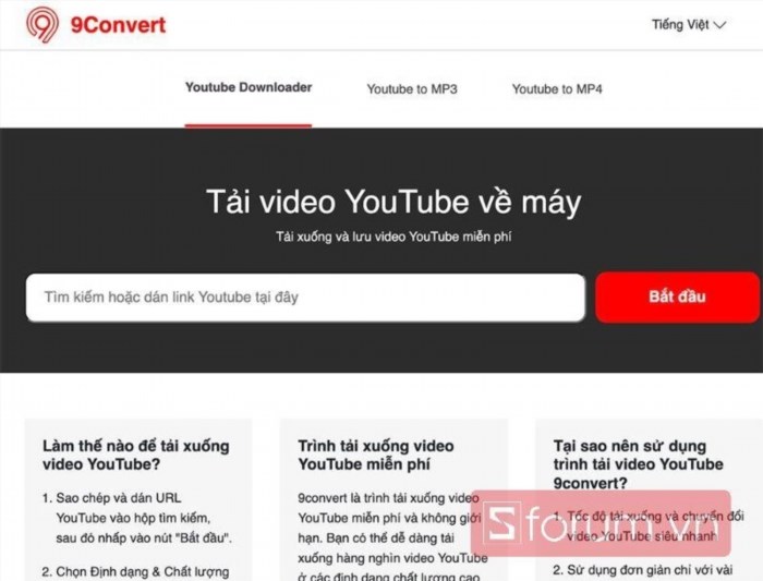Bạn có thể sử dụng trang web 9convert.com để tải xuống video từ Youtube một cách dễ dàng và nhanh chóng.