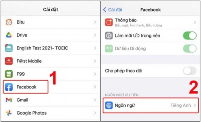 Bạn có thể cài đặt tiếng Việt cho Facebook trên điện thoại iPhone bằng cách vào cài đặt, chọn ngôn ngữ và thêm ngôn ngữ tiếng Việt vào danh sách ngôn ngữ sử dụng trên ứng dụng.