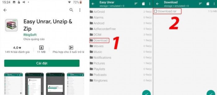 Cách giải nén file trên điện thoại Android bằng ứng dụng Easy Unrar Unzip giúp người dùng dễ dàng và nhanh chóng trích xuất nội dung từ các file nén, tiết kiệm thời gian và công sức.