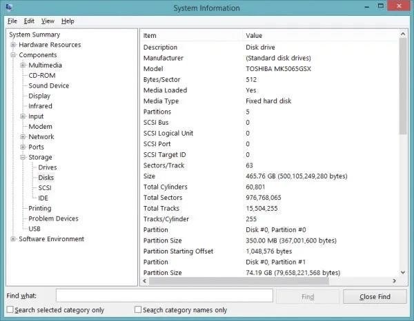 Sử dụng Windows System Information để xác định xem máy tính được trang bị ổ đĩa cứng SSD hay HDD.