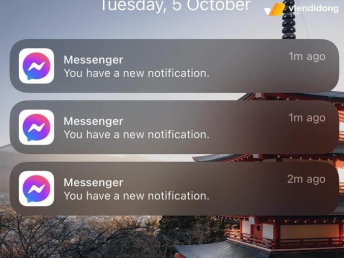 Bạn có thể xem trước tin nhắn Messenger ngay trên màn hình khóa của điện thoại mình.