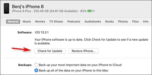 Nhấp vào Check for Update để kiểm tra xem có phiên bản cập nhật mới cho phần mềm hay không.