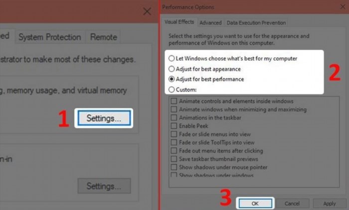 Bạn có thể tắt hiệu ứng hình ảnh trên Windows để cải thiện hiệu suất máy tính và tiết kiệm tài nguyên hệ thống.
