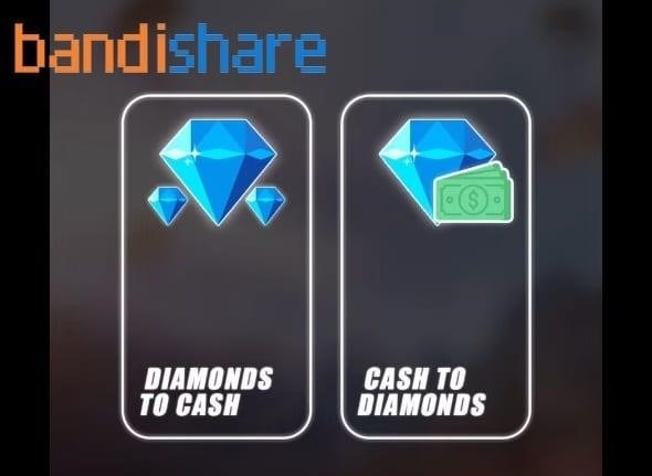 Nhấn chọn DIAMONDS TO CASH để chuyển đổi kim cương thành tiền mặt.