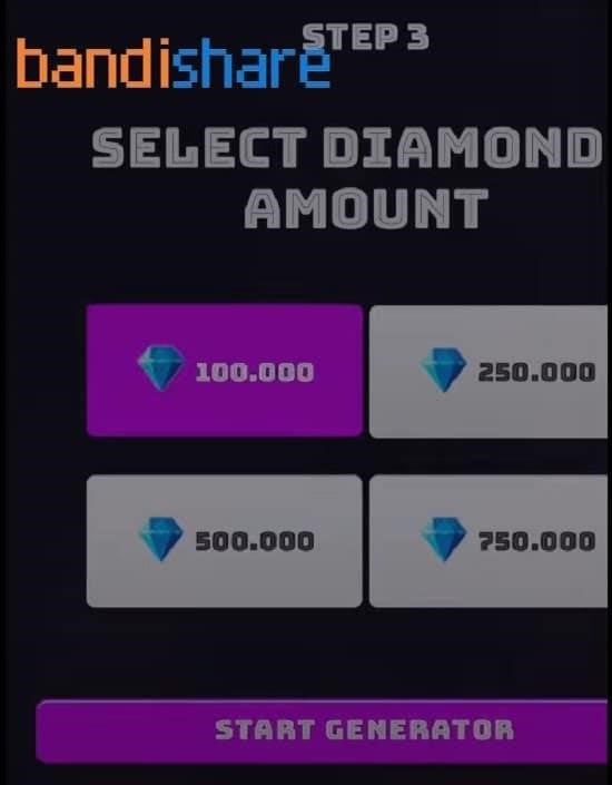 Tôi đã chọn 100.000 kim cương để thêm vào bộ sưu tập của mình.