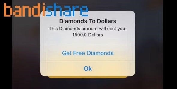 Nhấn chọn Get Free Diamonds để nhận miễn phí kim cương.