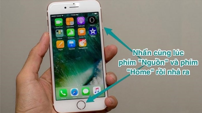 Chụp màn hình trên iPhone có nút Home được thực hiện bằng cách nhấn đồng thời nút nguồn và nút Home trên thiết bị của Apple.