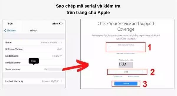 Người dùng thực hiện truy cập vào trang kiểm tra số Serial của iPhone.