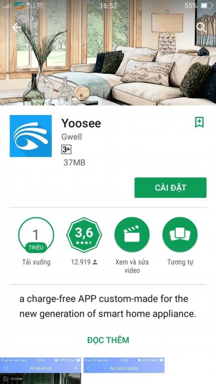 Bước 1: Để cắm nguồn và tải ứng dụng Yoosee, bạn cần tìm nguồn điện phù hợp để cắm và sau đó truy cập vào cửa hàng ứng dụng trên thiết bị di động của bạn để tải và cài đặt ứng dụng Yoosee.