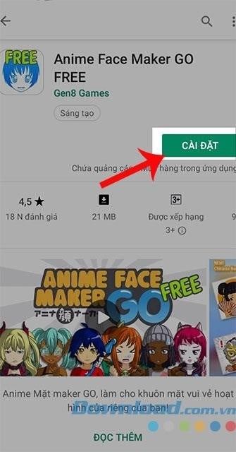 Cách tải Anime Face Maker Go là truy cập vào cửa hàng ứng dụng trên điện thoại của bạn, tìm kiếm 