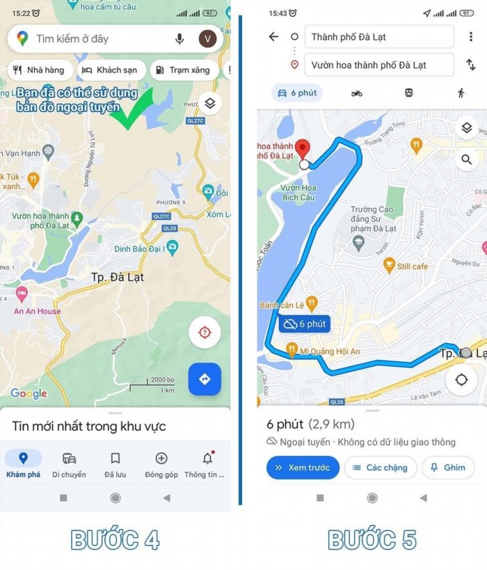 Cách tải bản đồ tuyến đường trên Google Maps là mở ứng dụng Google Maps trên thiết bị di động, sau đó chọn biểu tượng 
