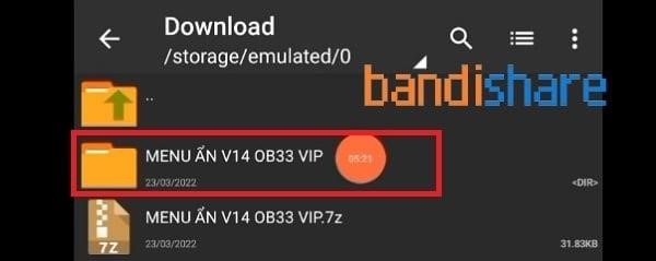 Nhấn vào thư mục MENU ẨN phiên bản V14 OB40 VIP.
