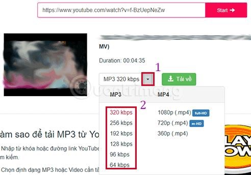 Bạn có thể tải các file âm thanh MP3 từ YouTube bằng cách sử dụng dịch vụ y2mate.
