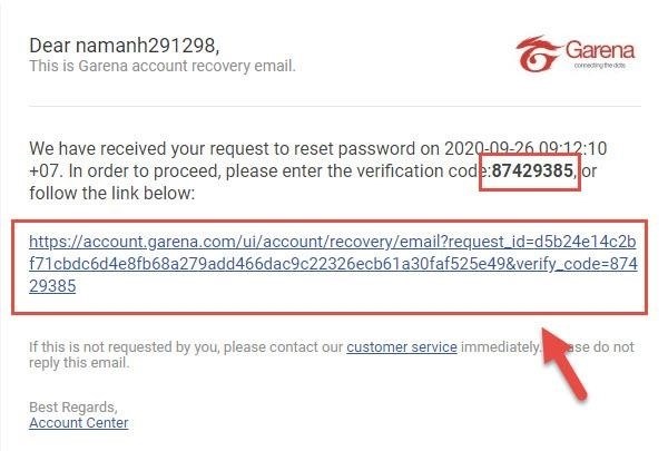Hướng dẫn khôi phục mật khẩu qua Email khi quên mật khẩu Garena - Hình 8.