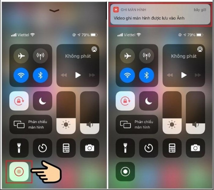 Để quay màn hình trên iPhone chạy hệ điều hành iOS 13, 14, 15, bạn có thể sử dụng tính năng quay màn hình có sẵn của thiết bị. Bằng cách vuốt từ cạnh dưới màn hình lên và nhấn vào biểu tượng 