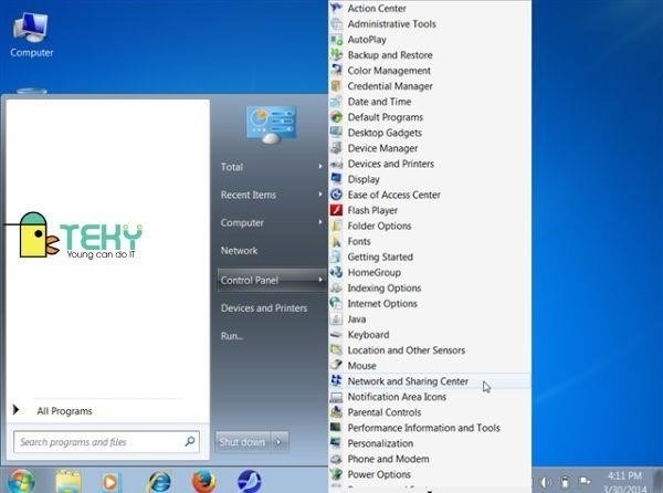 Hãy mở Trung tâm Mạng và Chia sẻ trên Windows 7 để tạo điểm phát wifi từ máy tính.