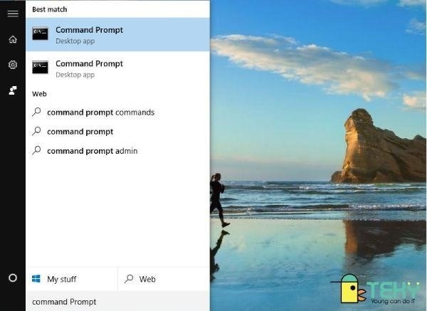 Mở Command Prompt để thiết lập kết nối wifi trên máy tính.