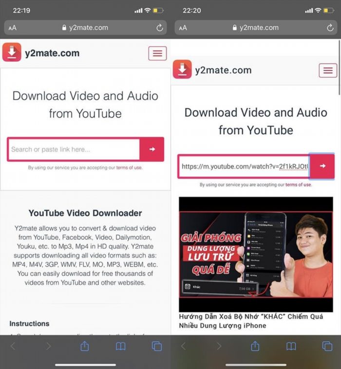 2.3. Bạn có thể tải video từ YouTube trên thiết bị iOS bằng cách sử dụng trang web y2mate.com.