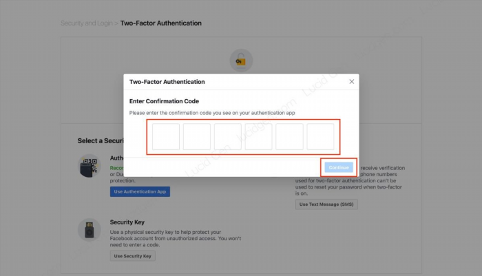 Nhập mã bảo mật Facebook trong ứng dụng Google Authenticator.