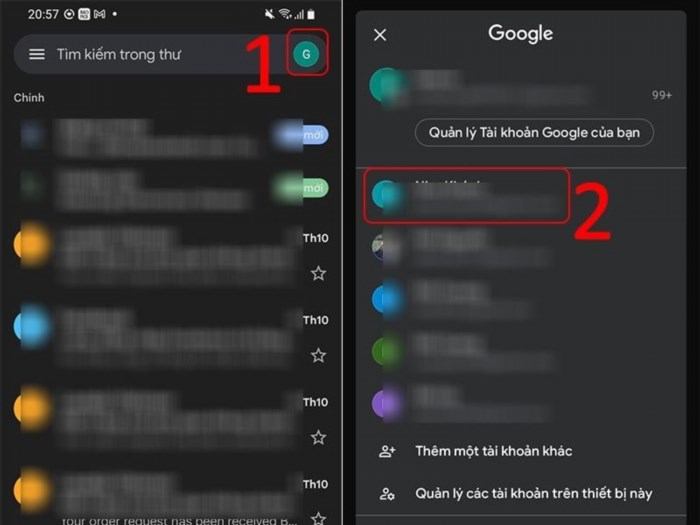 Để thay đổi tài khoản Gmail trên Android, bạn cần mở ứng dụng Gmail trên điện thoại của mình. Sau đó, hãy chạm vào biểu tượng menu ở góc trên bên trái của màn hình. Tiếp theo, cuộn xuống và chạm vào tên tài khoản hiện tại của bạn. Bạn sẽ thấy danh sách các tài khoản Gmail đã được đăng ký trên thiết bị của bạn. Bạn chỉ cần chọn tài khoản mới mà bạn muốn đăng nhập và sau đó xác nhận thay đổi.