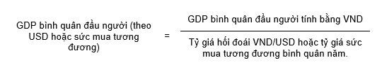 Công thức tính GDP bình quân đầu người là tổng giá trị GDP chia cho tổng dân số, thường được sử dụng để đo lường mức độ phát triển kinh tế của một quốc gia và mức sống trung bình của người dân trong đó.