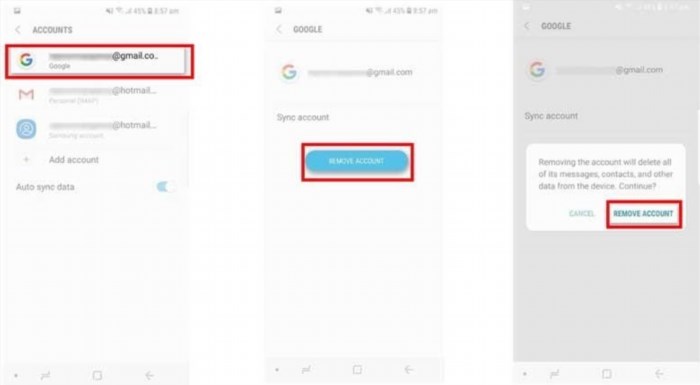 Cách gỡ tài khoản Gmail trên điện thoại Samsung rất đơn giản. Bạn chỉ cần vào cài đặt, chọn mục Tài khoản và sao lưu, sau đó chọn tài khoản Gmail bạn muốn gỡ bỏ và nhấn vào nút Gỡ tài khoản.