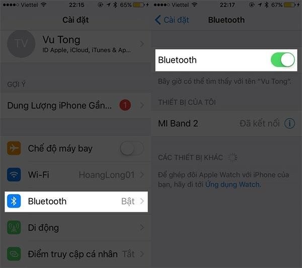 Bật chức năng Bluetooth trên iPhone