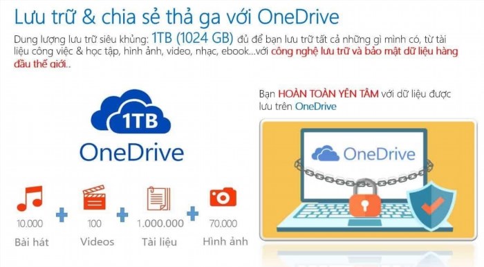 Lưu trữ và đảm bảo an toàn hoàn toàn với OneDrive.
