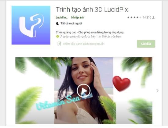 Ứng dụng 3D LucidPix giúp người dùng tạo ra các hình ảnh 3D sống động từ các bức ảnh 2D thông thường, mang đến trải nghiệm hấp dẫn và mới lạ.