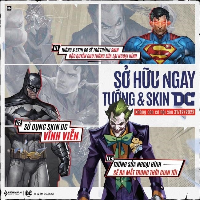 Không thể mua cả 5 nhân vật và các bộ da của DC.