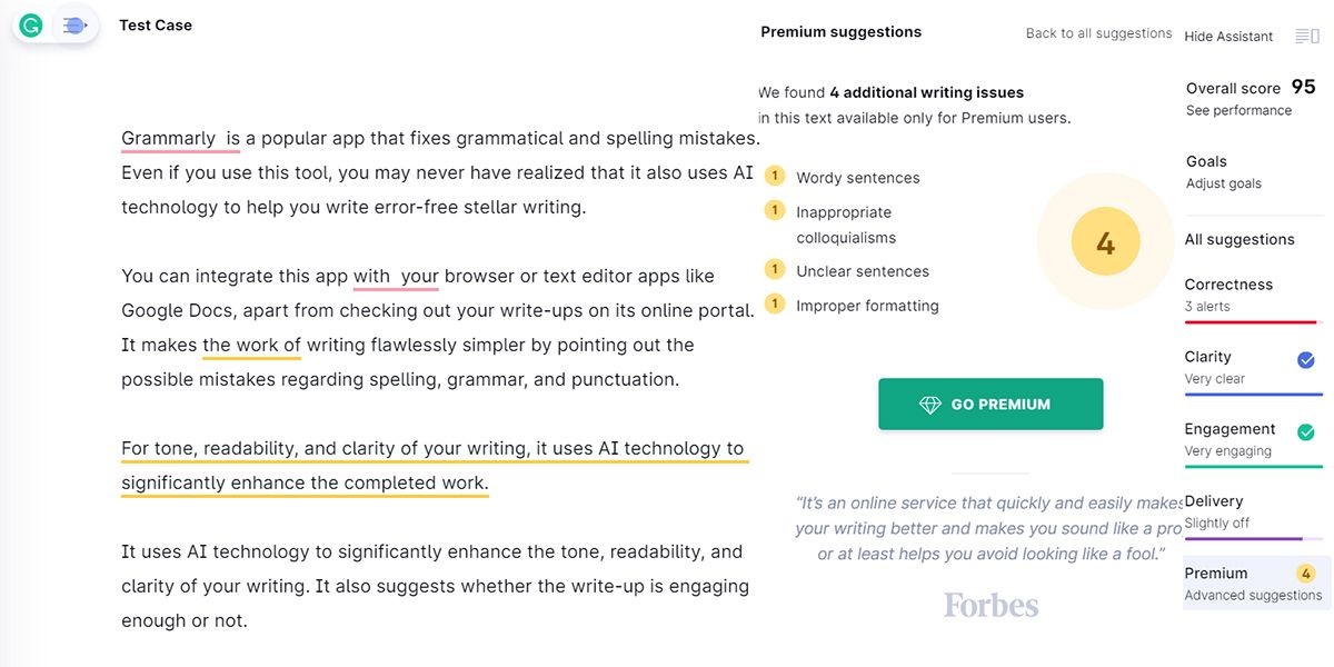 A visual representation of AI work done in Grammarly