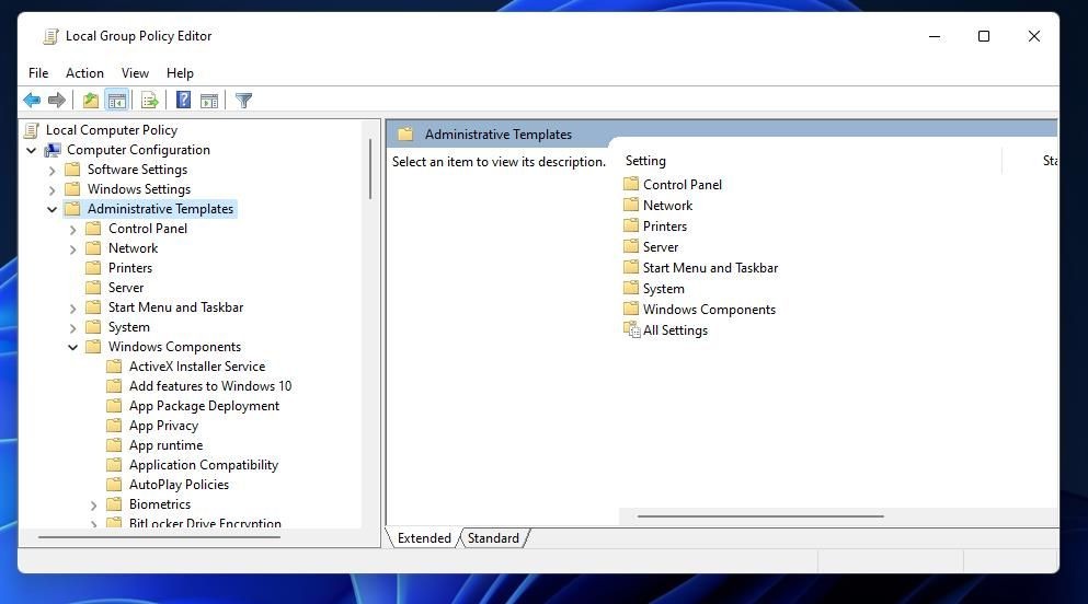 Administrative Templates trong Group Policy Editor