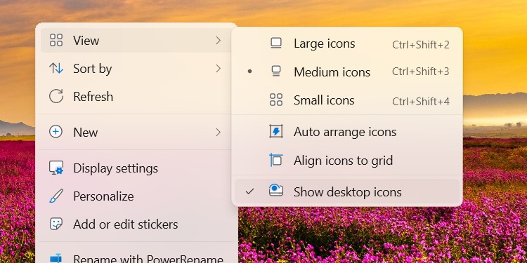Ẩn biểu tượng trên màn hình Desktop trên Windows
