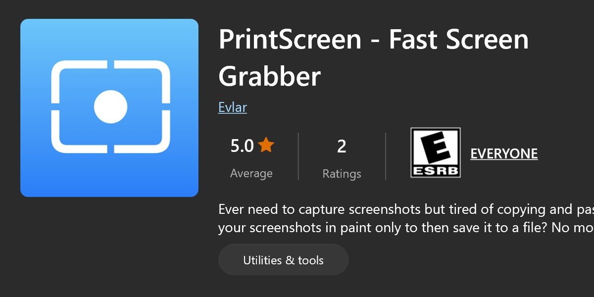 ảnh chụp màn hình của PrintScreen Fast Screen Grabber trên cửa hàng Windows