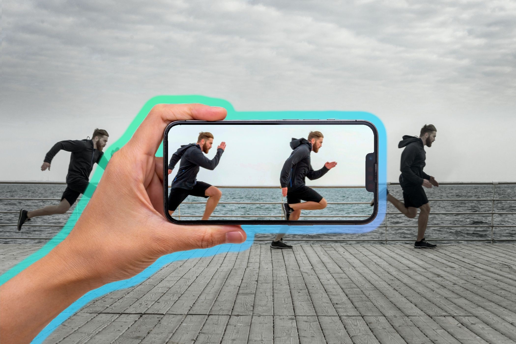 Ảnh panorama chụp người chạy bằng điện thoại thông minh