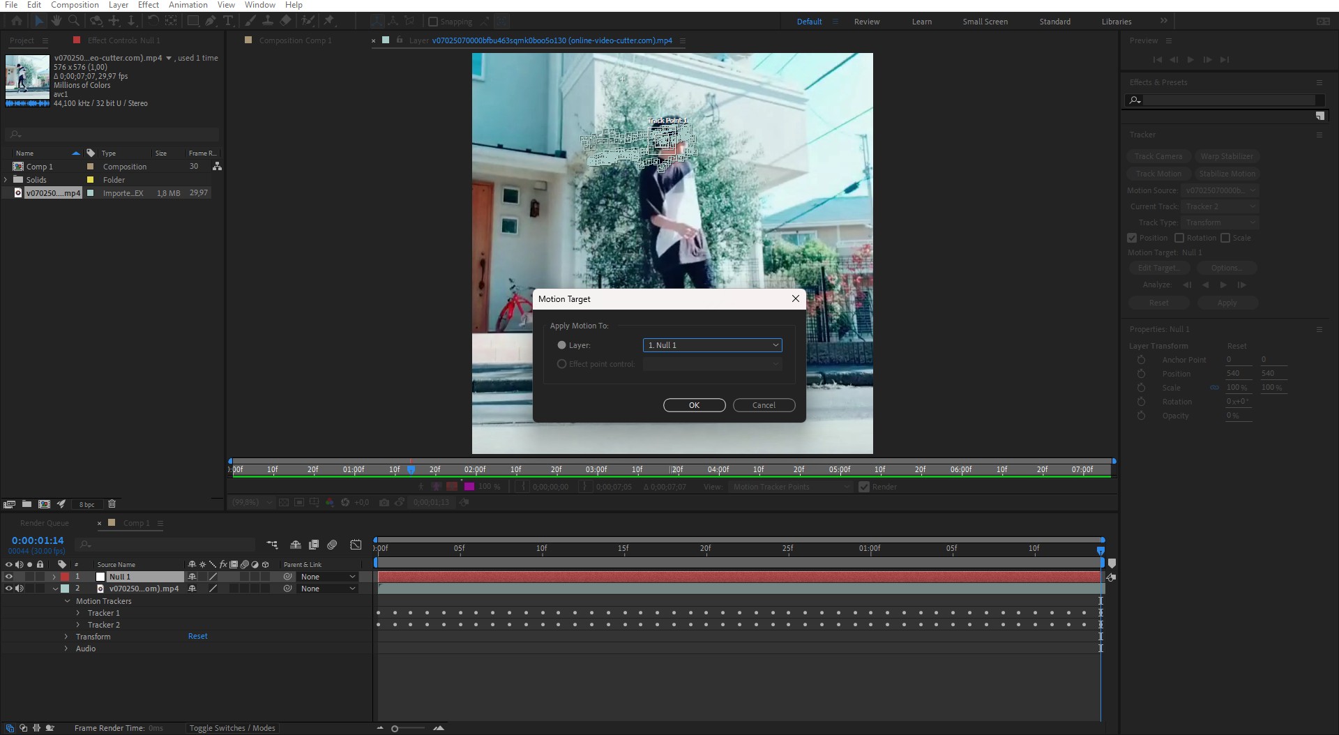 Áp dụng dữ liệu theo dõi trong After Effects