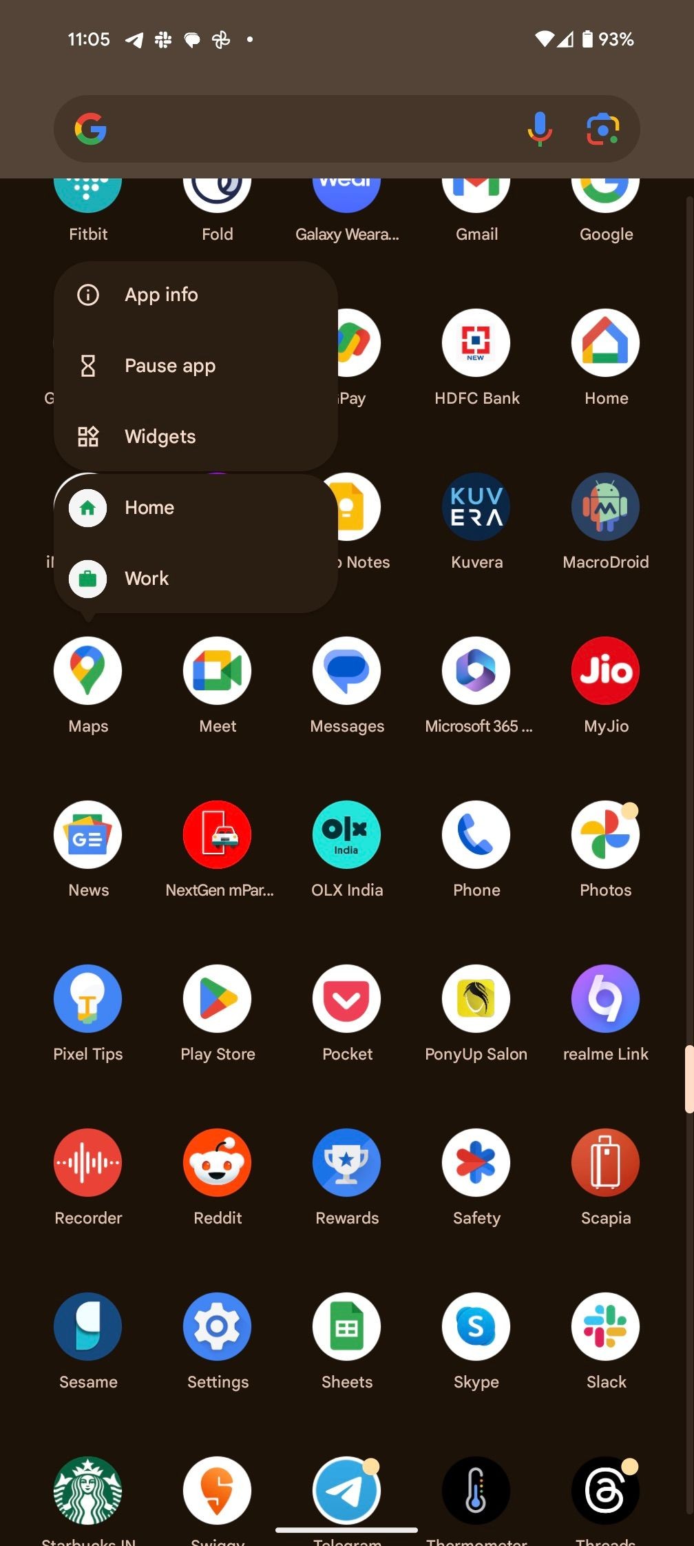 App drawer trong Pixel Launcher