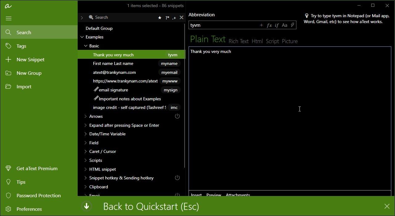 aText trên Windows