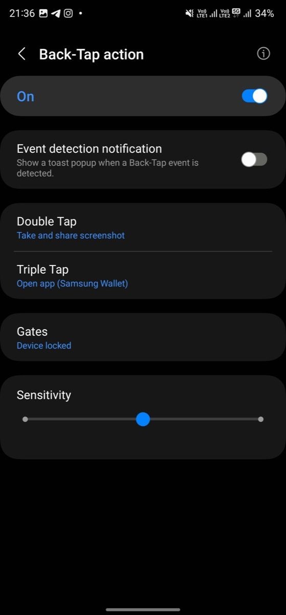Back-Tap action in RegiStar