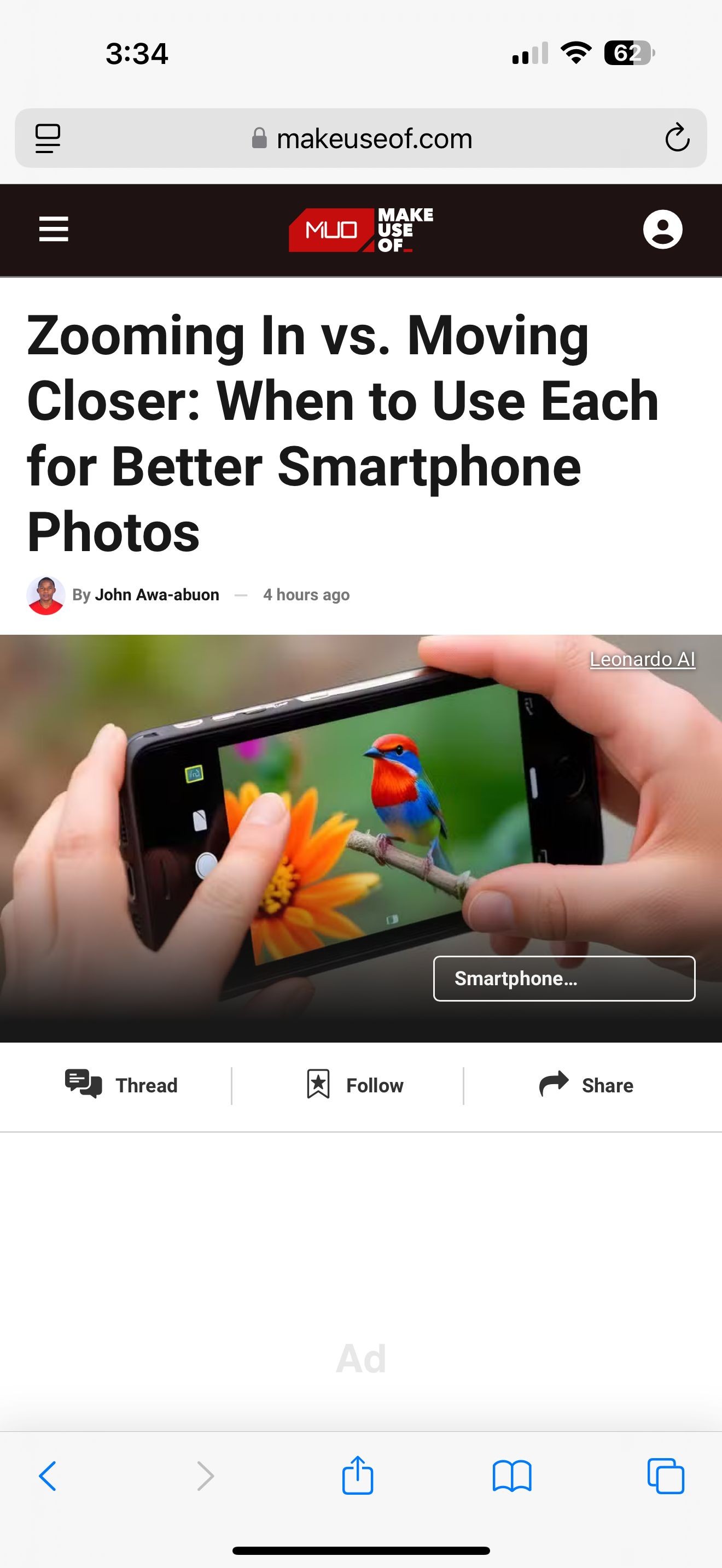 Bài viết trên Safari cho iOS