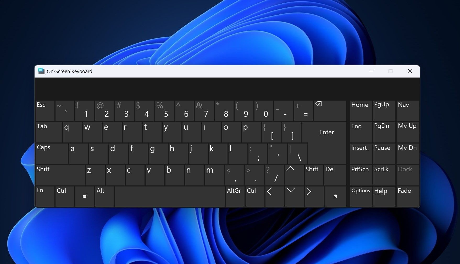 Bàn phím trên màn hình Windows 11