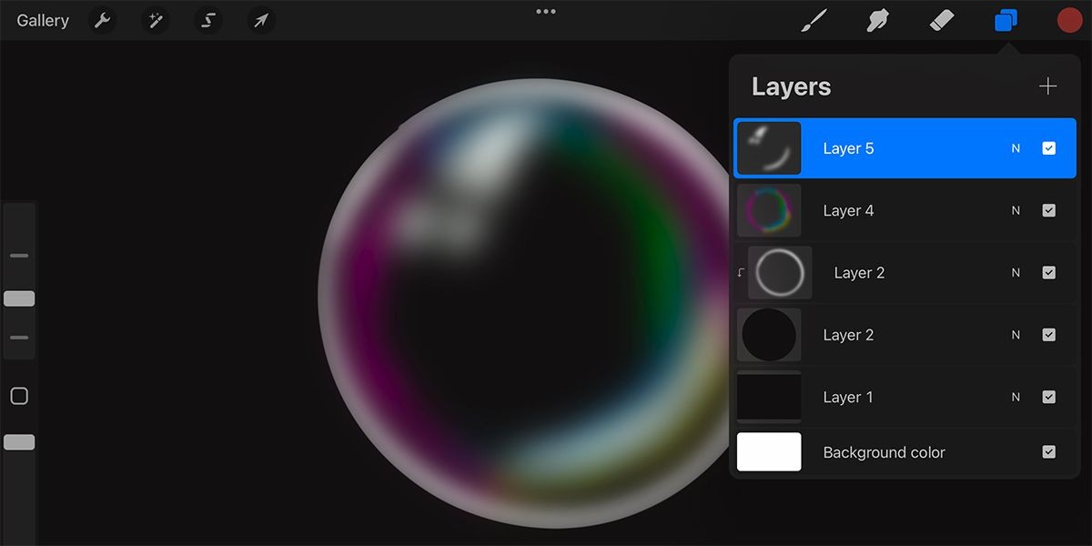 Bảng điều khiển lớp trong Procreate.