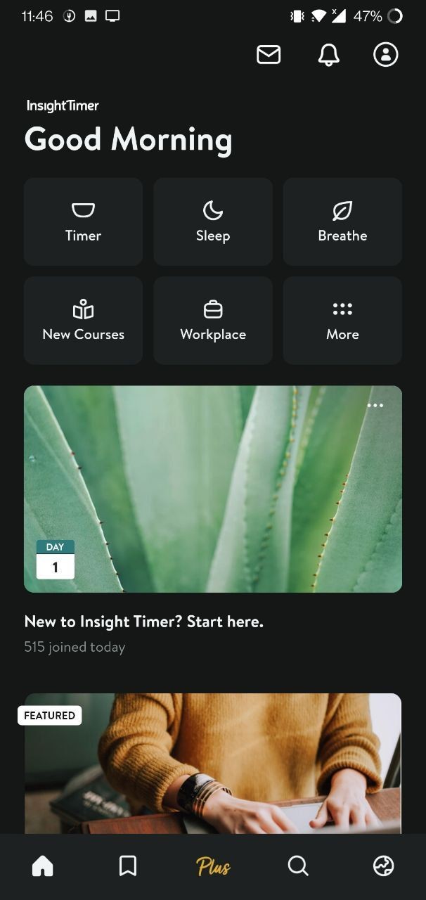 Bảng điều khiển tài khoản trên Insight Timer