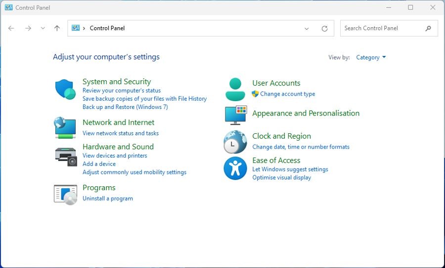 Bảng Điều Khiển trong Windows 11