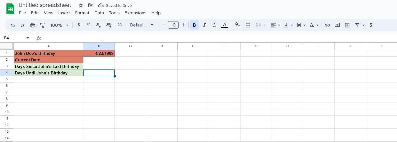 Bảng tính mẫu trong Google Sheets