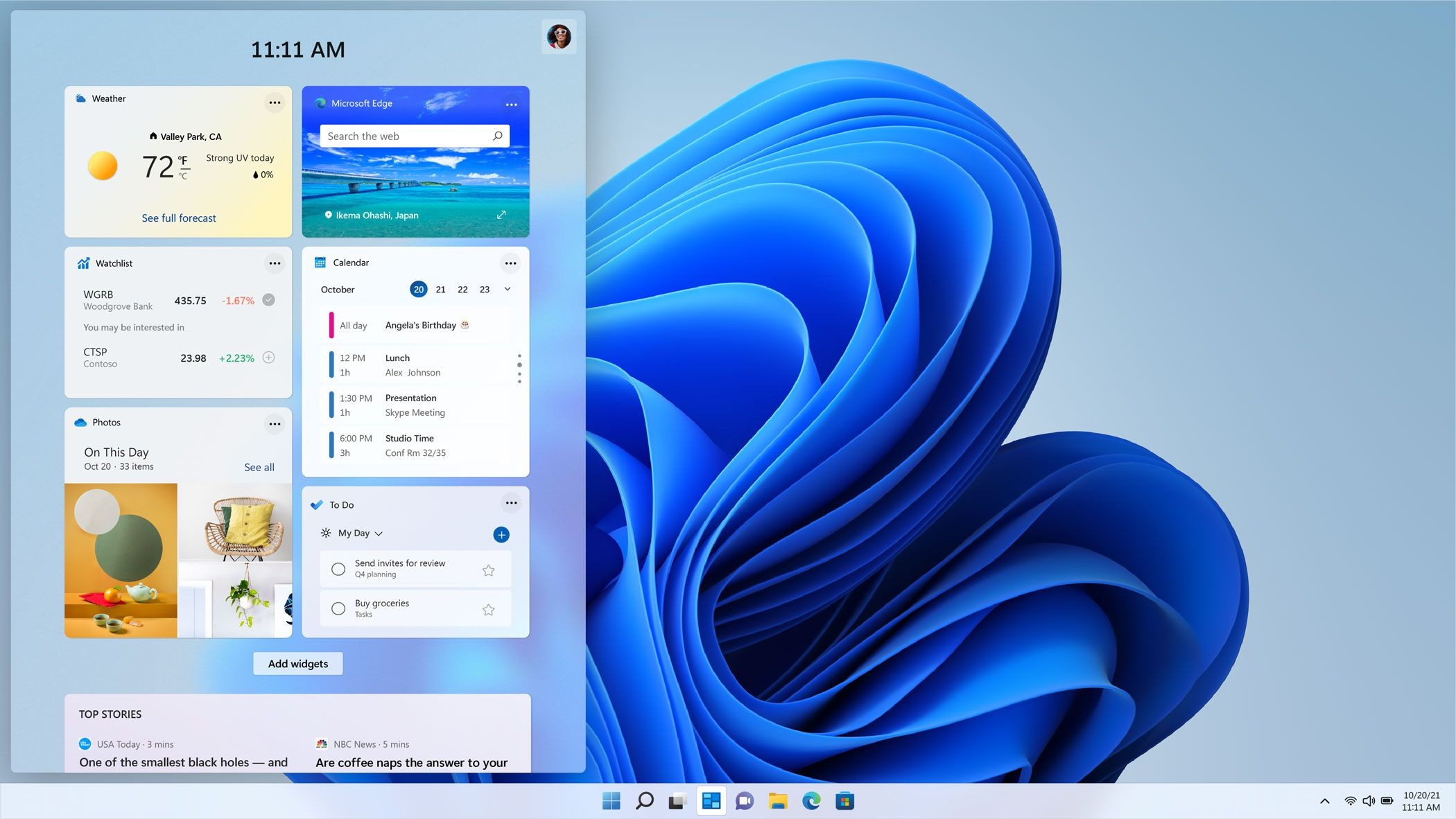 Bảng Widgets trên Windows 11