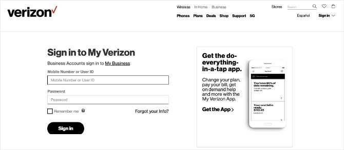 Banner trang chủ Verizon