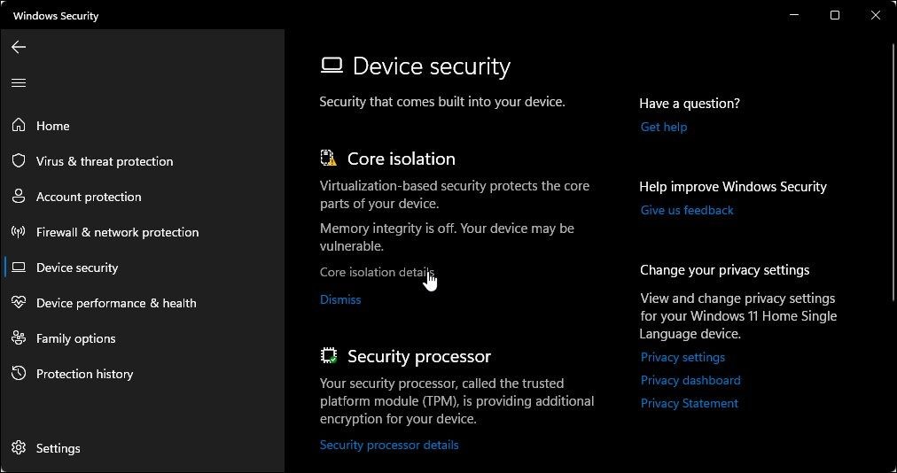 Bảo mật thiết bị và cách ly cốt lõi trên Windows