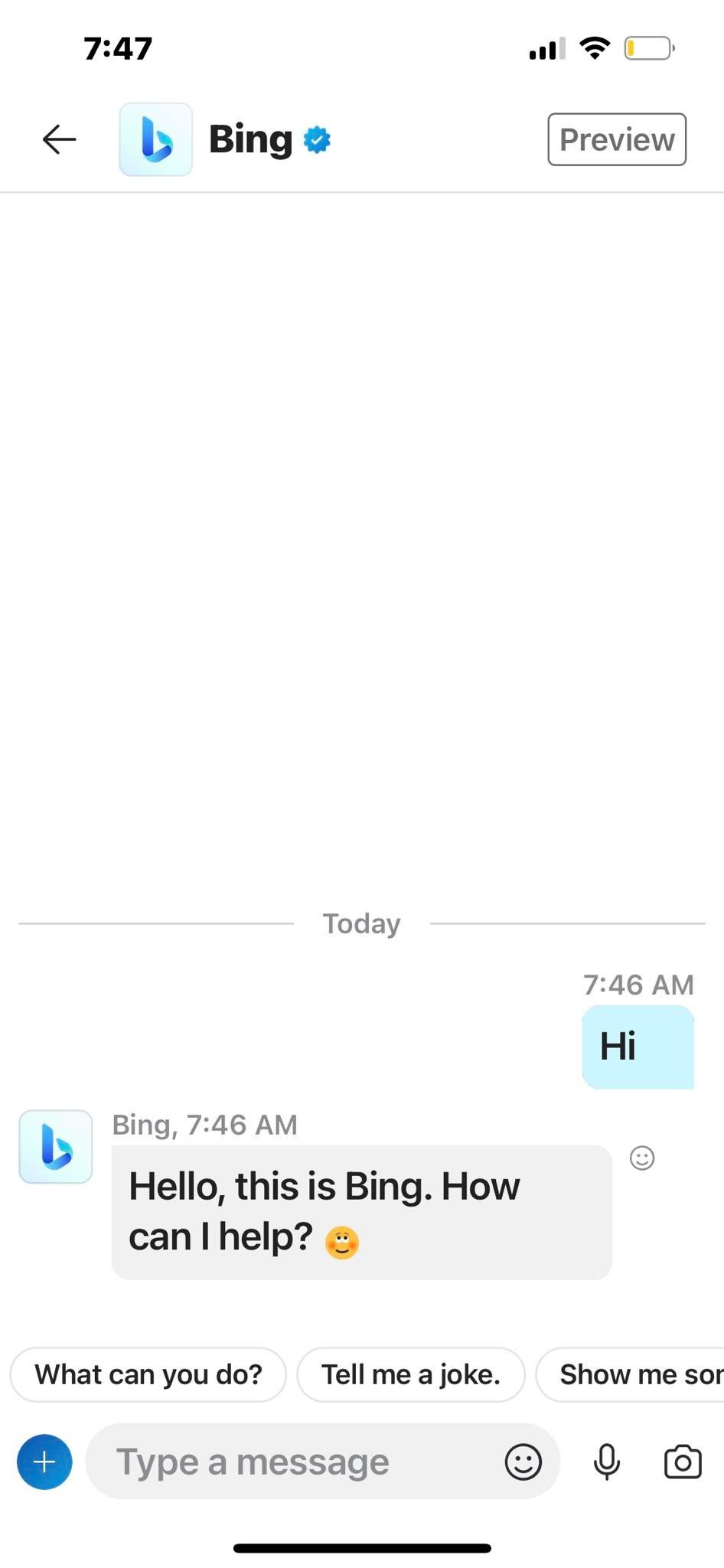 Bắt đầu cuộc trò chuyện với Bing trên Skype