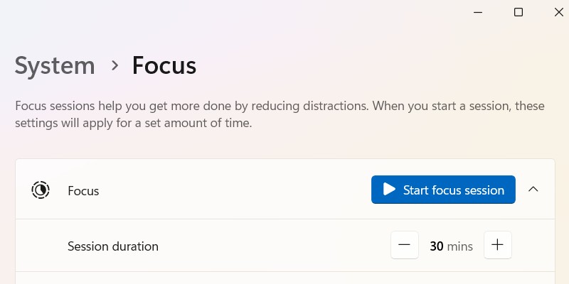 Bắt đầu một Focus Session trên Windows